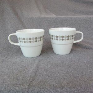 10 oz elite narumi japan teacup fine china domino pattern vintage pair (W3352)